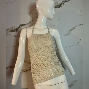NWT Garage Cream Crochet Dual-Layer Halter Camisole